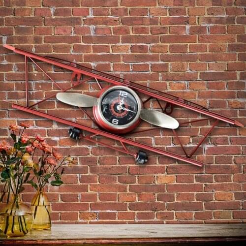 Creative Retro Aircraft Clock, Living Room, Dining Wall, Wall Decoration, Wall Hanging, Iron Ornamental Clock clock wall