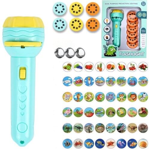 Flashlight Projector Torch Lamp Toy Baby Sleeping Story Book Early Education Toy for Kid Holiday Birthday Xmas Gift Light Up Toy
