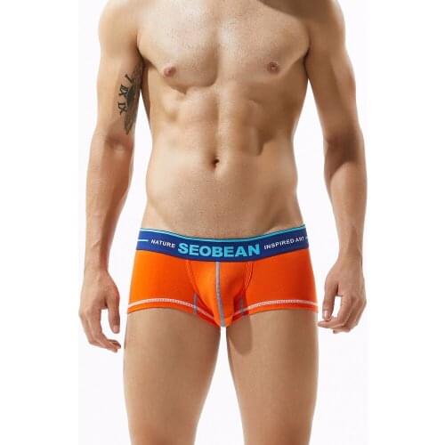 Hot!brand SEOBEAN Mens sexy boxers Low-waist underwear fashion breathe male gay underwear solid underpants boxer shorts