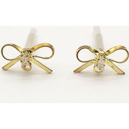 New Arrival! 15x8mm 50pcs Cubic Zirconia Bow Ear Stud Connector For Hand Made Earrings DIY parts,Jewelry Findings & Components