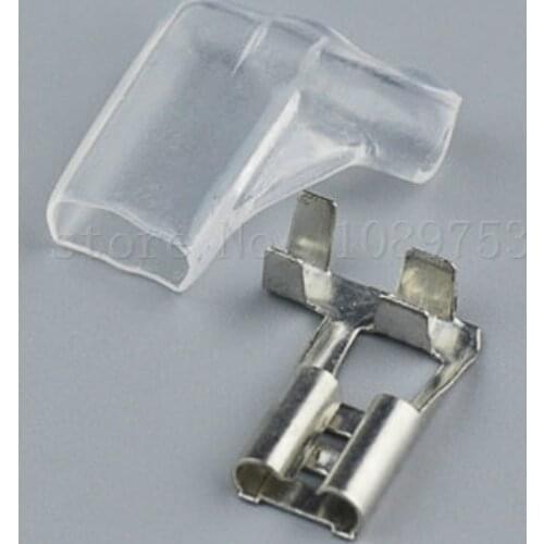 50Sets 4.8 Right Angle Crimp Terminal with Case 4.8mm Insulated Spring Connector Flag Female Cold Terminal