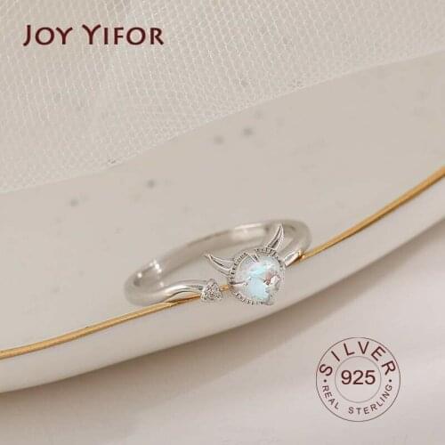 Charm Female Round Moonstone Stone Ring Set Classic 925 sterling silver Engagement Ring Trendy Bridal Moon Rings For Women