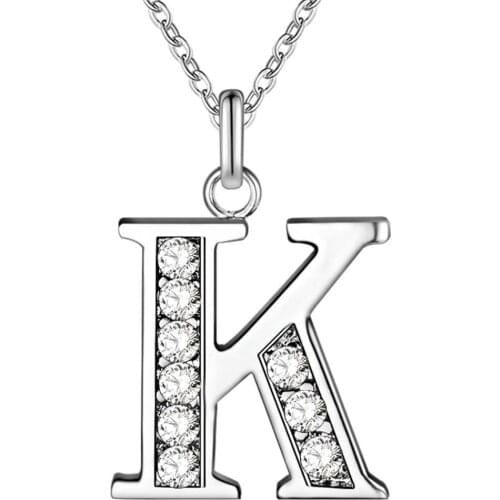 LetterK bling zircon silver plated Necklace New Sale silver necklaces & pendants /DQCGIDRE WEOCWQOL