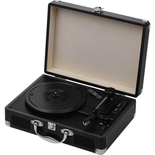 Portable Turntable Record Player Classic Suitcase Style 3 Speed Record Player with Stereo Speakers USB Port Memory Card Slot