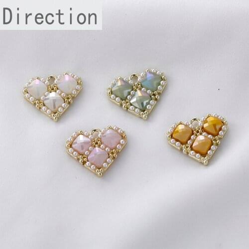 Phantom love peach heart crystal pearl alloy pendant diy hand-eared hand-made material accessories