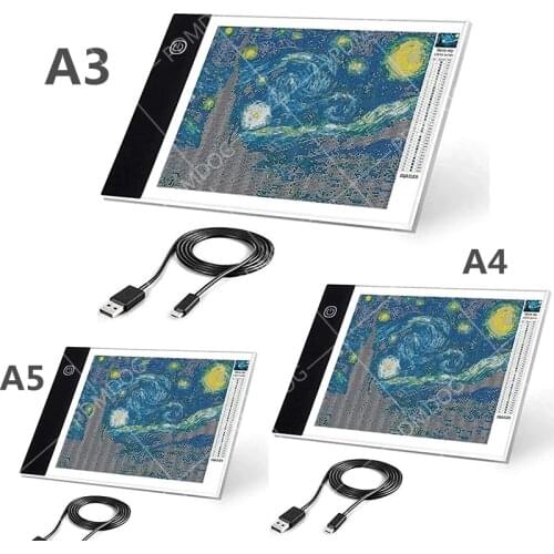 PDMDOGA3/A4/A5 Size Drawing Tablet Led Light Pad Tablet Diamond Painting Eye Protection Bright Copy Board Diamond Embroidery art