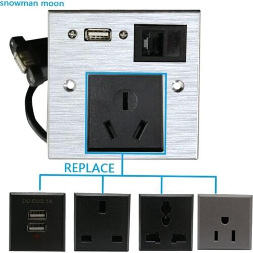 Aluminium alloy plate AU UK US EU USB Small South Africa network WalFin Multimedia jack socket cable Connection Panel