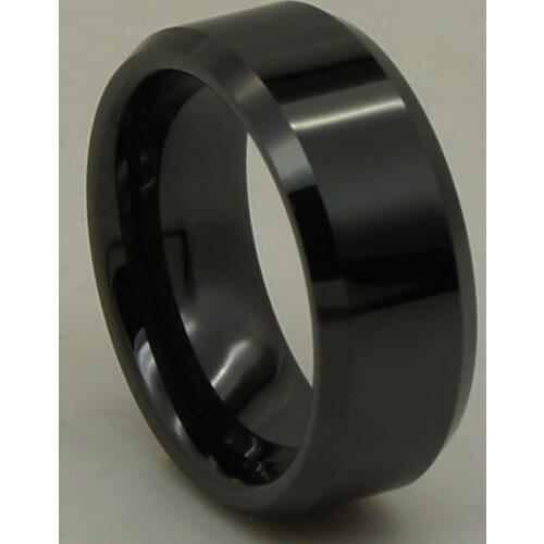 Full shiny 8mm width hi-tech scratch proof black ceramic ring