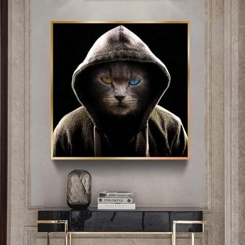 Canvas Poster Animal Painting HD Black Cool Cat Prints Hoom Decor Living Room Wall Picture Modern Abstract Art Painting Cuadros
