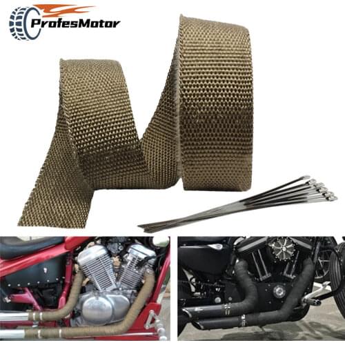 Roll Fiberglass Heat Shield Motorcycle Exhaust Thermal Tape Header Pipe Heat Wrap Tape Thermal Protection with Stainless Ties