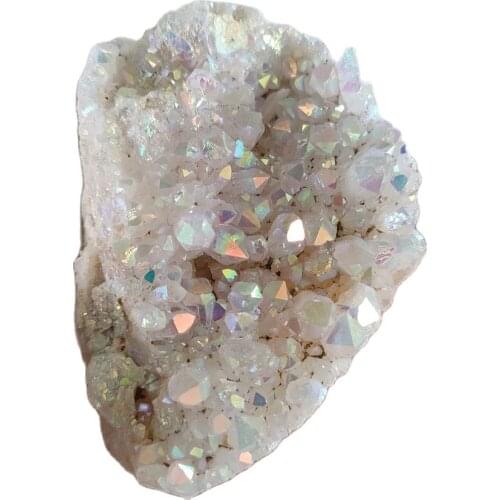 Top Natural white angel aura crystal cluster electroplating Titanium coating quartz cluster stone Healing Unique Gift