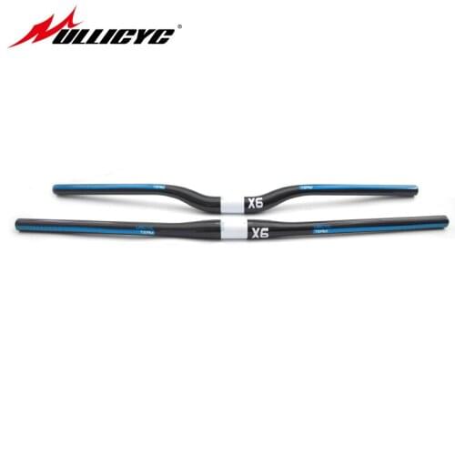 Ullicyc X6 Sreies Blue Sticker MTB Bike 3K Weave Full Carbon Fibre Handlebar Flat/Rise Handlebar Bicycle Parts31.8*580-740mm