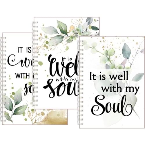 Inspirational Quote Hymn - It Is Well with My Soul - Spiral Notebook Fine Art Script Calligraphy Note Book Notepad Faith Belief