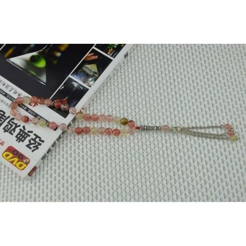 Vintage Volcano Cherry Quartz bead Islamic musilm 33 prayer beads tashih Rosary beads Misbaha For thanks giving day Holiday gift