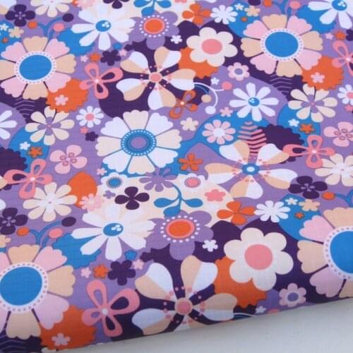 140cmx50cm PVC Coated Waterproof fabric, Flowers on Purple