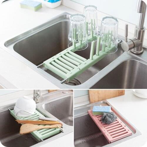 Retractable Sink Shelf Basket Dish Drainer Rack Cup Dishes Vegetables Rack Home Kitchen Organizer Storage Tools Accessories