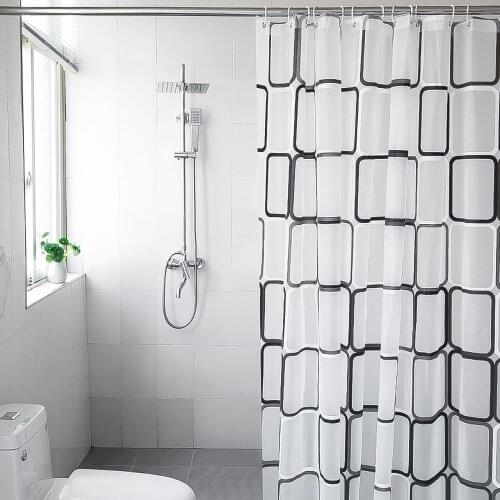 Shower Curtain With Stainless Steel Hole Plastic Ring Modern Translucent PEVA Waterproof Mildew Curtain For Bathroom Shower Room