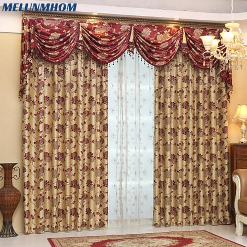 European Jacquard Curtains for Living Room Luxury Window Blackout Curtains for the Bedroom Kitchen Window Treatment Valance 1PC