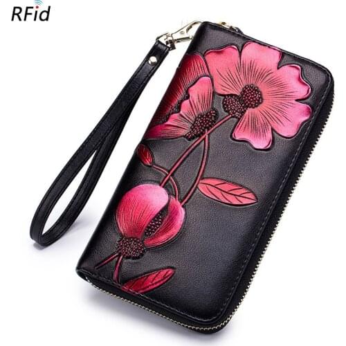 Weduoduo 2019 New Women Wallets Genuine Leather High Quality Long Design Clutch Cowhide Wallet High Quality Fashion Female Purse