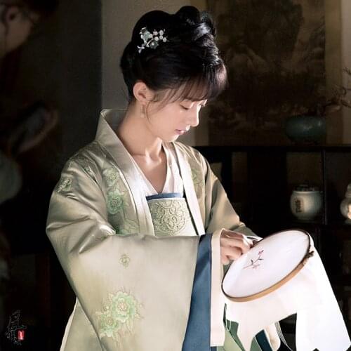 Zhao LiYing Tang Dynasty Rich Maid Costume Hanfu for TV Play The Story of Ming Lan Embroidery Womans Costume