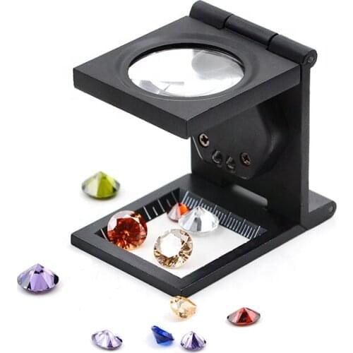 10X fold magnifier portable magnifying glass inspection magnifier with led light