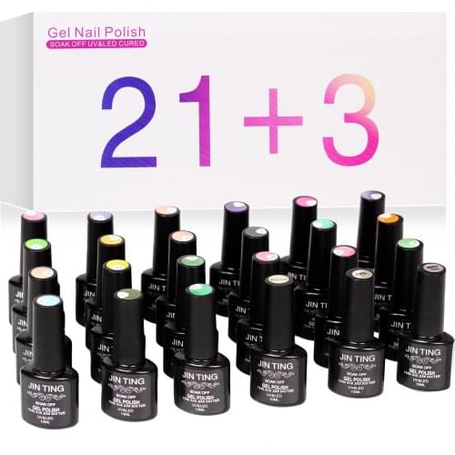14/24 PCS Gel Nail Polish Set Semi Permanent Hybrid Gel Varnish Set With Base Top Coat Soak Off UV Nail Gel