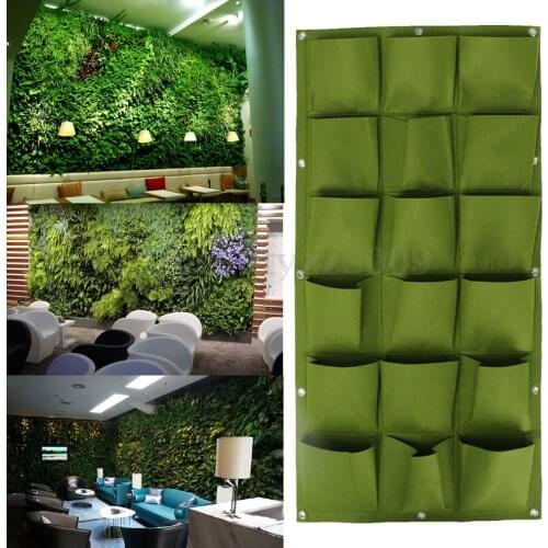 18 Pocket Hanging Vertical Yard Wall Planter Bag Indoor/Outdoor Herb Pot BLK