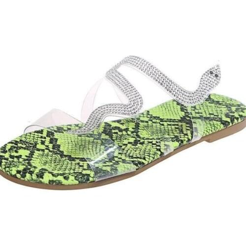 2020 Flat Sandals Women Summer Rhinestone Sandals Beach Slides For Women Transparent Pvc Clear Slippers Plus Size 36-43