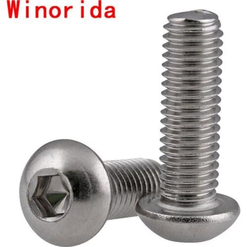 304 Stainless Steel Round Head / Pan Head Hexagon Socket Screw Half Round Cup Screw Mushroom Head Bolt 10Pcs