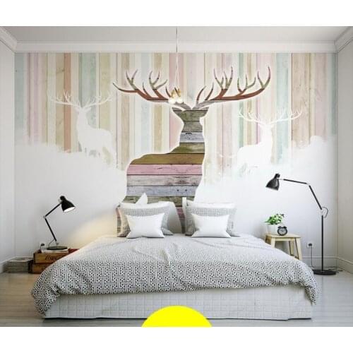 Custom 3D murals,Striped background,retro elk wallpaper,living room sofa TV wall children room warm color papel de parede