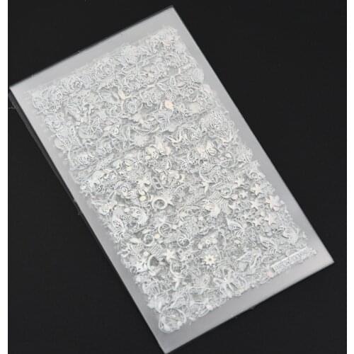 3D Nail Art Holographic Sticker 12pcs/sheet Silver Holo Sticker Self-adhesive Laser Flower Decals Decoration For Nails Art Decor