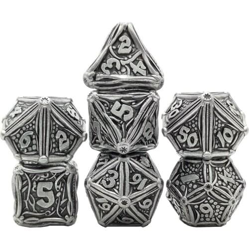 7pcs Heavy Duty Metal Dice Set Solid Polyhedral RPG Role Playing Game Dice Set d4 d6 d8 d10 d12 d20 d