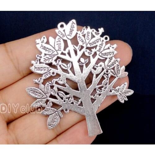 8pcs-Antique Tibetan Silver Large Happy Hello Tree charms Pendant 58x50mm