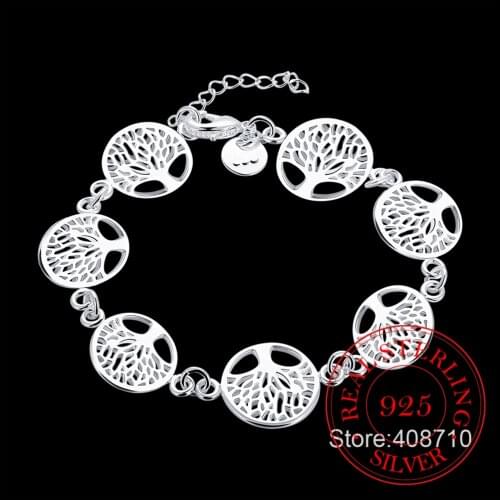 Charming 7pcs Tree of Life Pendant Bracelet Jewelry Silver Plated Cute Hot Fancy Popular Bracelets Bangles Religion Totem