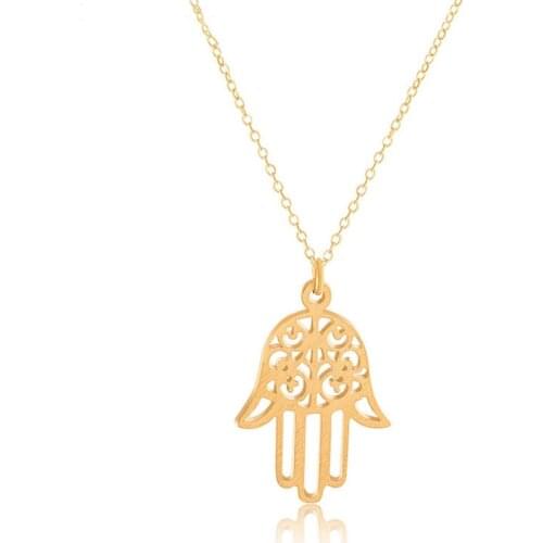 Arab Lucky Hamsa Hand Pendant Necklace Ladies Mens Amulet Stainless Steel Gold Fatima Necklace India Islamic Jewelry Bracelet