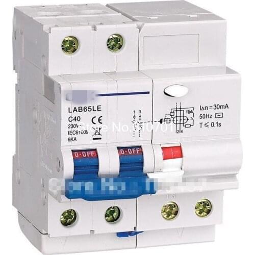 C60 ELCB Earth Leakage Earth Leakage Circuit Breaker 2P+N AC230V 50/60A 30mA 6KA