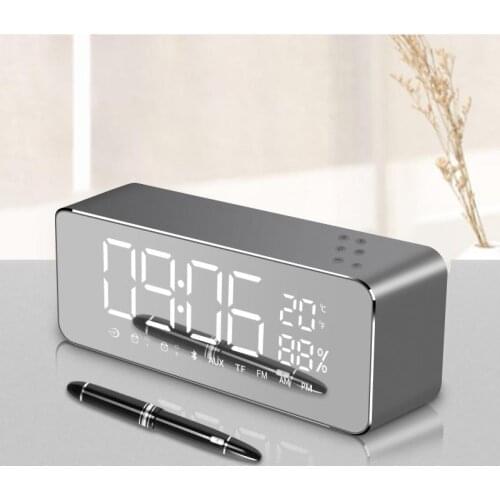LED Digital Alarm Clock Electronic Portable Wireless Bluetooth Temperature Display With FM Radio Home Watch Subwoofer Desktop