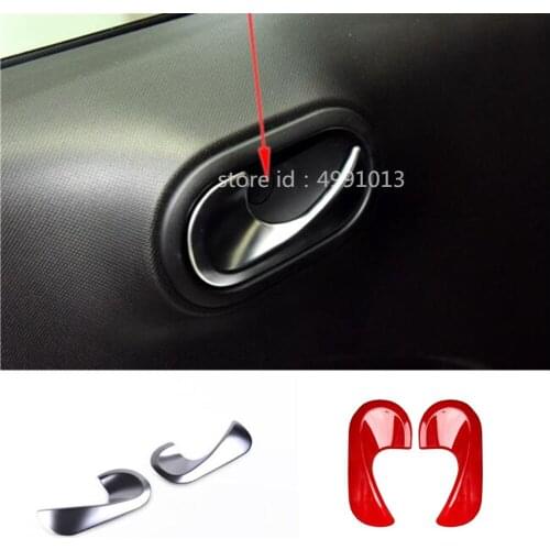 For Benz smart fortwo 2015 2016 2017 2018 car ABS Chrome Door Cover inner Built handle bowl armrest handrail molding 2pcs