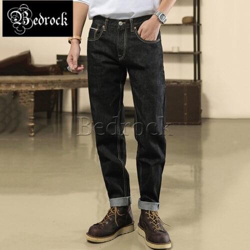 Mbbcar Original heavy undehydrated primary color red line denim jeans for men casual cow-raising Pencil Pants 718