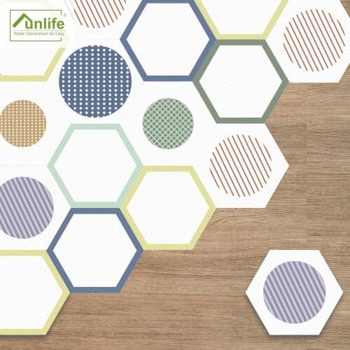 Funlife® Hexagon Floor Stickers Ins Geometric Anti-Slip Self-Adhesive Waterproof Floor Tiles for Hotel Bathroom Kitchen Home