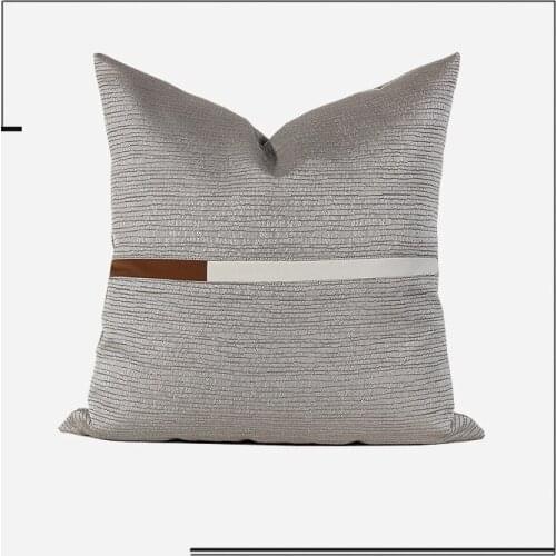 Grey And Brown Stitching Contrast Pillowcase Home Decorative Cushion Covers for Sofa Chair Bedroom Free Shipping 50x50cm