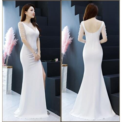 Beauty V-Neck Sleeveless Backless Elegant Sexy Mermaid 7 Colors Party Formal Long Evening Gowns For Women Dresses 30