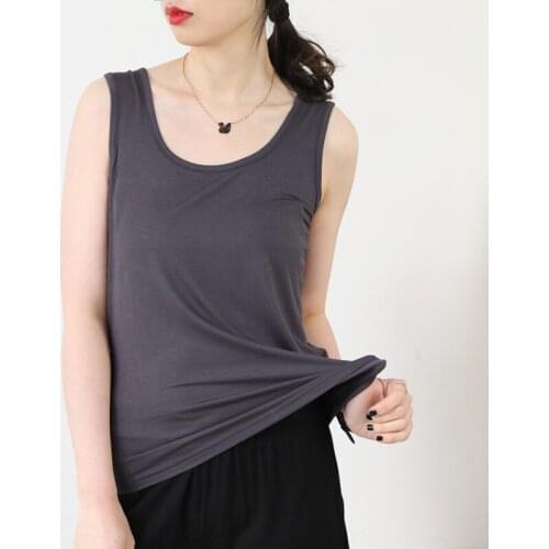 Summer Modal Vest Women Tank Tops Sleeveless Solid Crop Top Round Neck Inner T-shirt Base Shirt Slim Clothing Homewear Camis