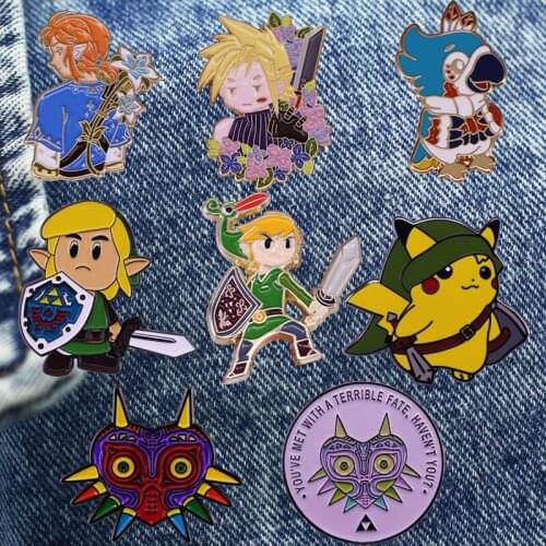 Holding A Sword Boy Cartoon Comic Brooch Metal Enamel Lapel Badge Collect Denim Jacket Backpack Pin Given Friends And Fans Gifts