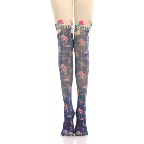 Cartoon Girl Models Circus Printing Pantyhose Socks
