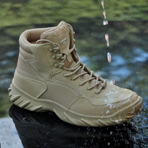 Mens Outdoor Waterproof Hiking Shoes Military Tactical Boots Army Fans Training Desert Combat Boot Non-slip Climbing Sport Shoe