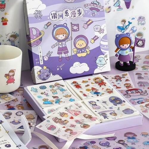 200Sheets The Milky Way Walk Stickers For Scrapbooking DIY Luggage Journal Cell Phone Girls Cartoon Decorative Material Paper