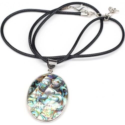 New Fashion Abalone Necklace Oval Shape Alloy Edge Charm Natural Freshwater Shell Necklace Jewelry for Women Party Gift