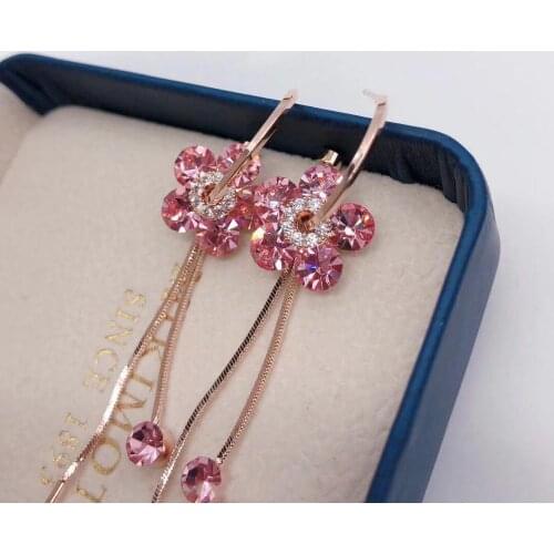 New Hot Selling Simple Fashion Plum Blossom Flower Drop Earrings Chain Long Tassel Ear Jewelry for Spring Summer Free Shipping