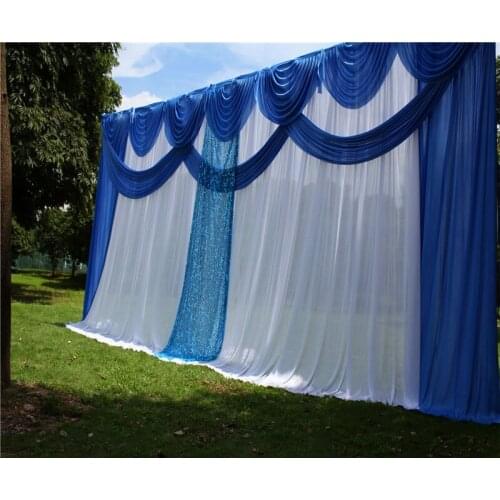New Wedding Backdrop Curtain With Swags Sequin Event Party Customized Wedding Stage Background Silk Drape Decoration For Stage